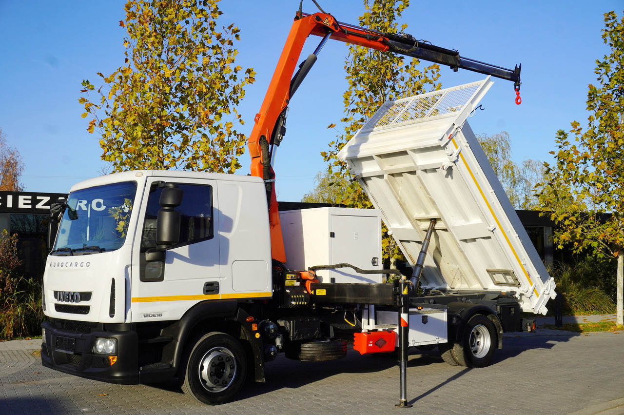 IVECO Eurocargo 120E18 Crane Palfinger / 3-way tipper / sleeper cab - Camión caja abierta, Camión grúa: foto 1 IVECO Eurocargo 120E18 Crane Palfinger / 3-way tipper / sleeper cab - Camión caja abierta, Camión grúa: foto 1