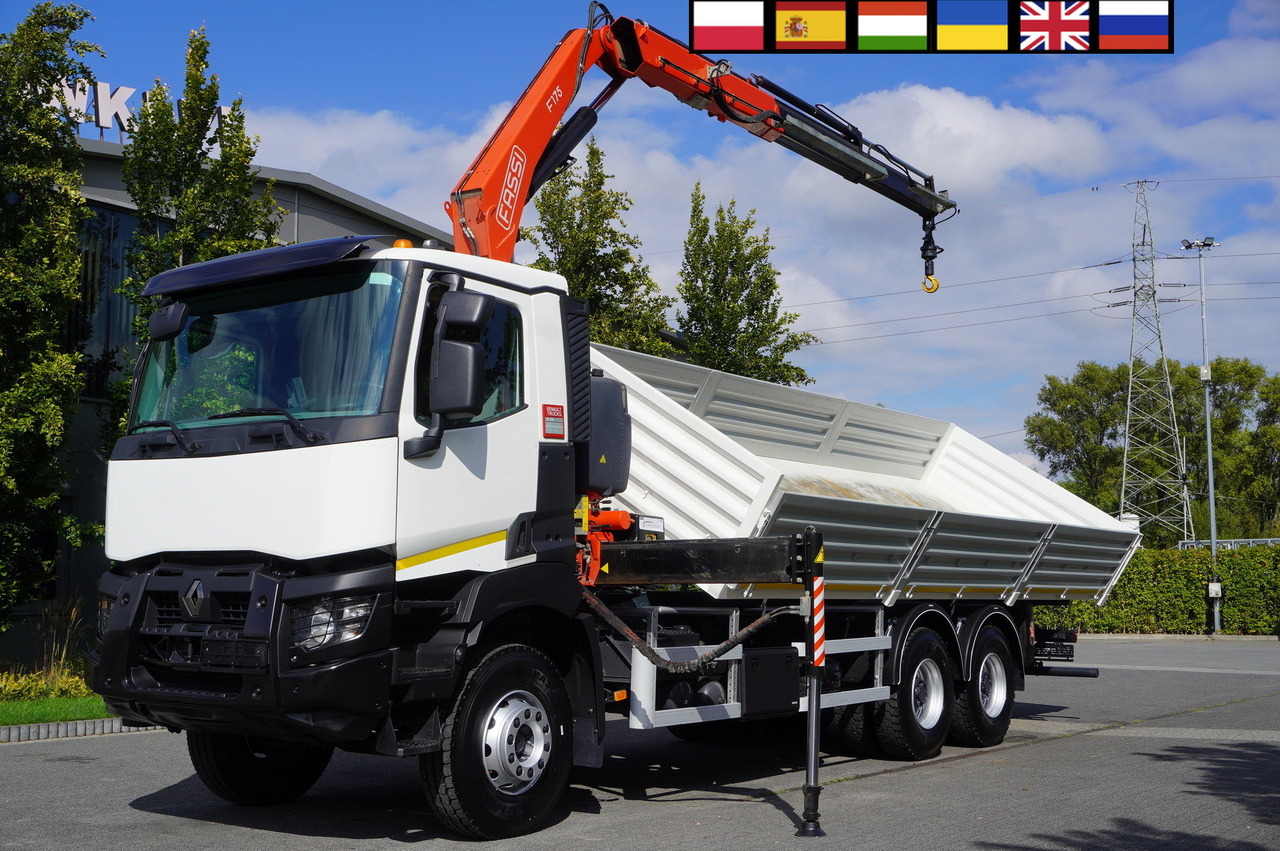 RENAULT K380 6×4 / FASSI F175 crane 7.85 t / 120 thousand km! / 2-sided tipper - Camión grúa: foto 1 RENAULT K380 6×4 / FASSI F175 crane 7.85 t / 120 thousand km! / 2-sided tipper - Camión grúa: foto 1