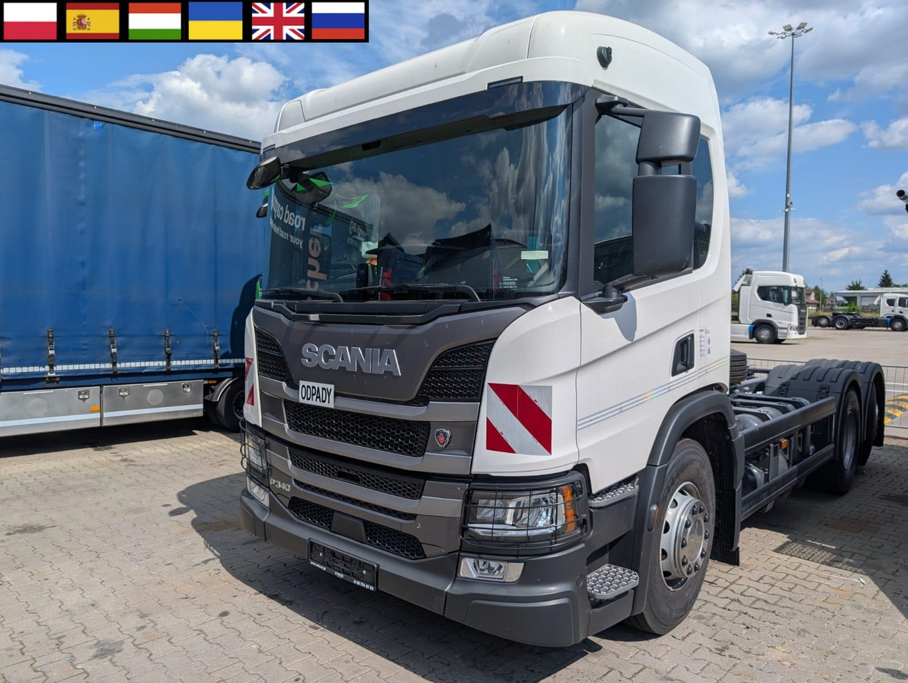 SCANIA P 340 B6x2*4NA / chassis frame / steering axle / CNG / large cab / 8 units - Camión de basura: foto 1 SCANIA P 340 B6x2*4NA / chassis frame / steering axle / CNG / large cab / 8 units - Camión de basura: foto 1