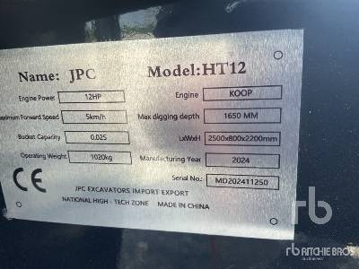JPC HT12 (Unused) - Miniexcavadora: foto 5 JPC HT12 (Unused) - Miniexcavadora: foto 5