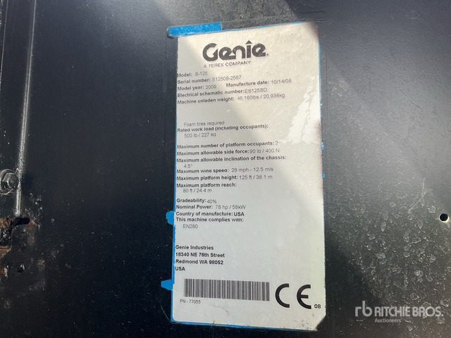 2008 Genie S125 Articulating Boom Lift - Plataforma articulada: foto 2 2008 Genie S125 Articulating Boom Lift - Plataforma articulada: foto 2