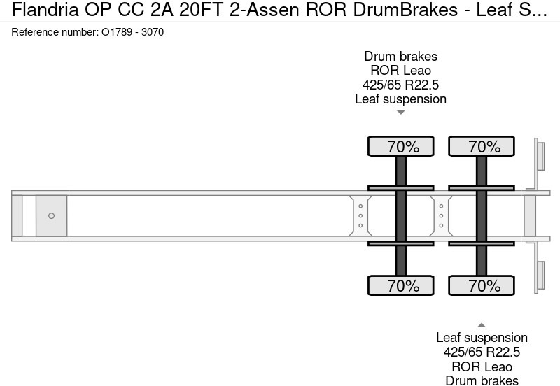 Semirremolque portacontenedore/ Intercambiable Flandria OP CC 2A 20FT 2-Assen ROR DrumBrakes - Leaf Suspension - 3120KG (O1789): foto 19