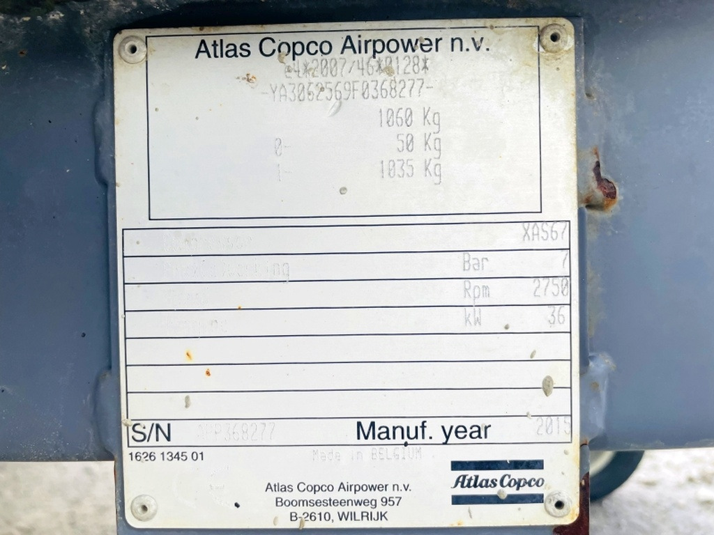 Atlas Copco XAS67 (3977) - Compresor de aire: foto 3 Atlas Copco XAS67 (3977) - Compresor de aire: foto 3