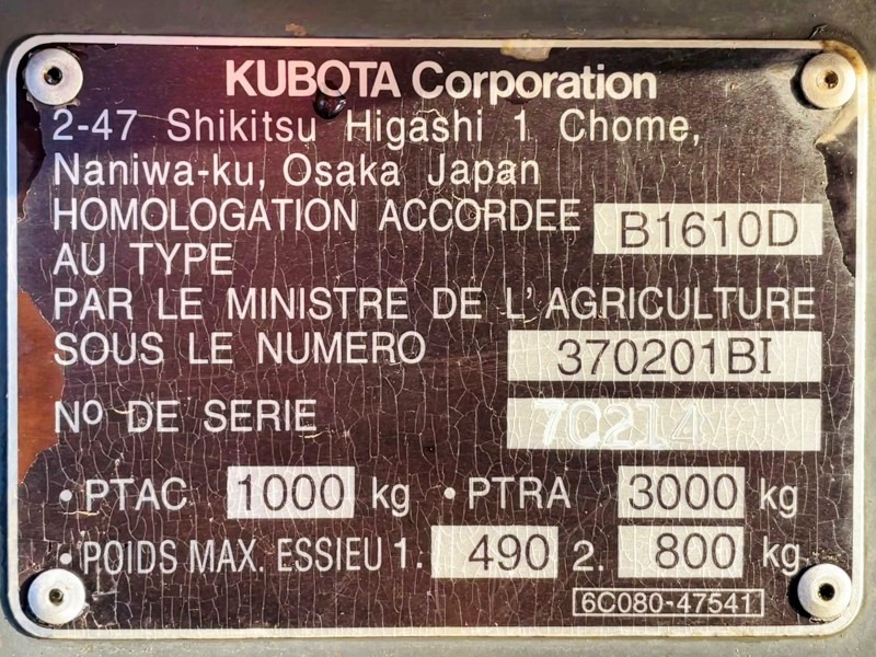 Kubota B1610D (3552) - Retroexcavadora: foto 3 Kubota B1610D (3552) - Retroexcavadora: foto 3