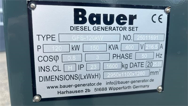 Bauer GFS-120 ATS, 120 kW/150 kVA - Generador industriale: foto 3 Bauer GFS-120 ATS, 120 kW/150 kVA - Generador industriale: foto 3