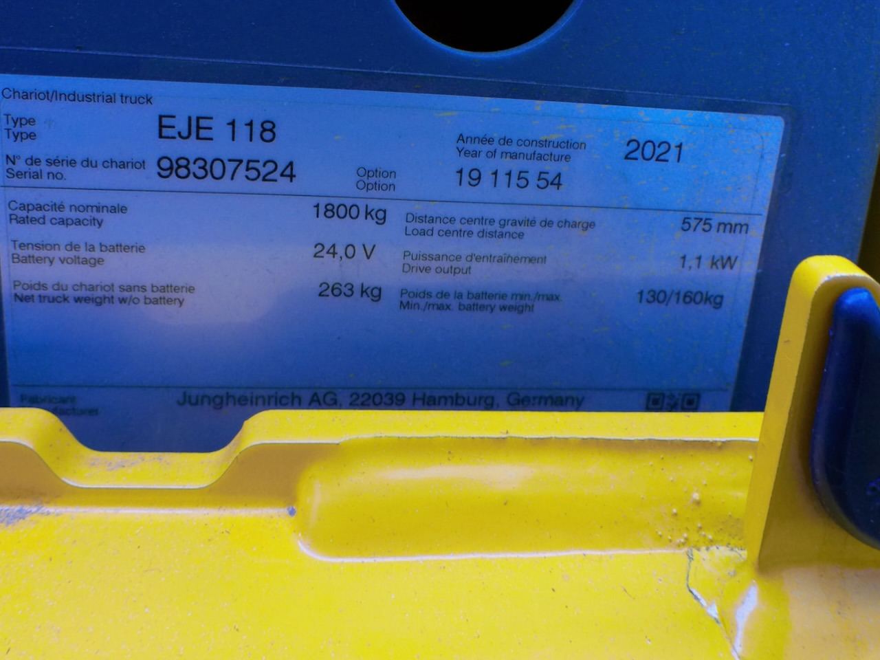 Transpaleta Jungheinrich EJE 118 LI-ION: foto 7