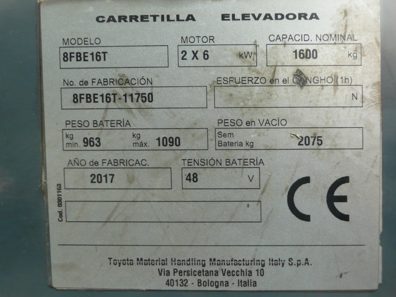 Carretilla elevadora eléctrica Toyota 8FBE16T: foto 10