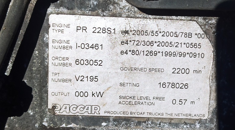 DAF PACCAR CF 75 310 PR228S1 - Motor y piezas para Camión: foto 4 DAF PACCAR CF 75 310 PR228S1 - Motor y piezas para Camión: foto 4