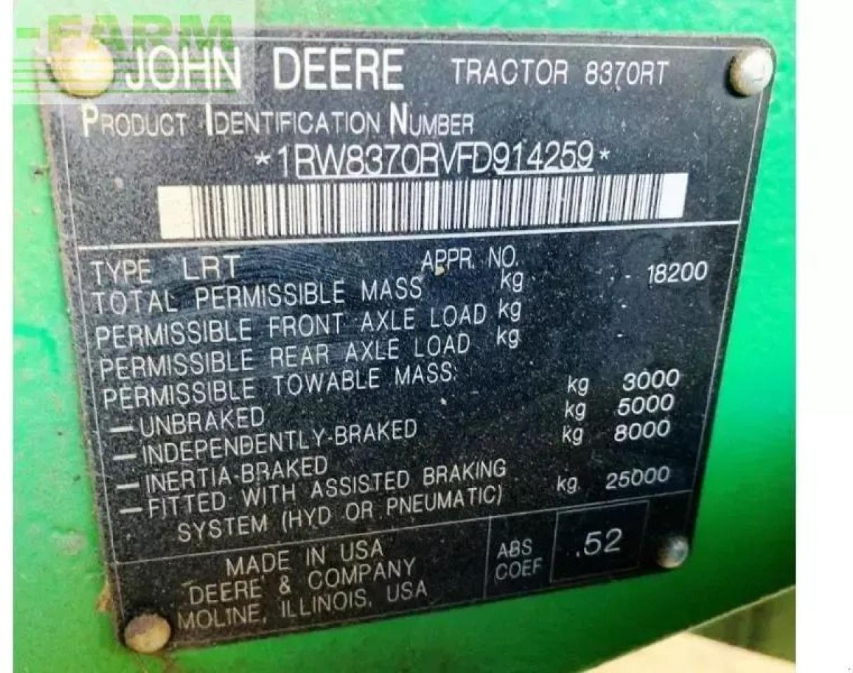 Tractor de cadenas John Deere 8370rt: foto 10