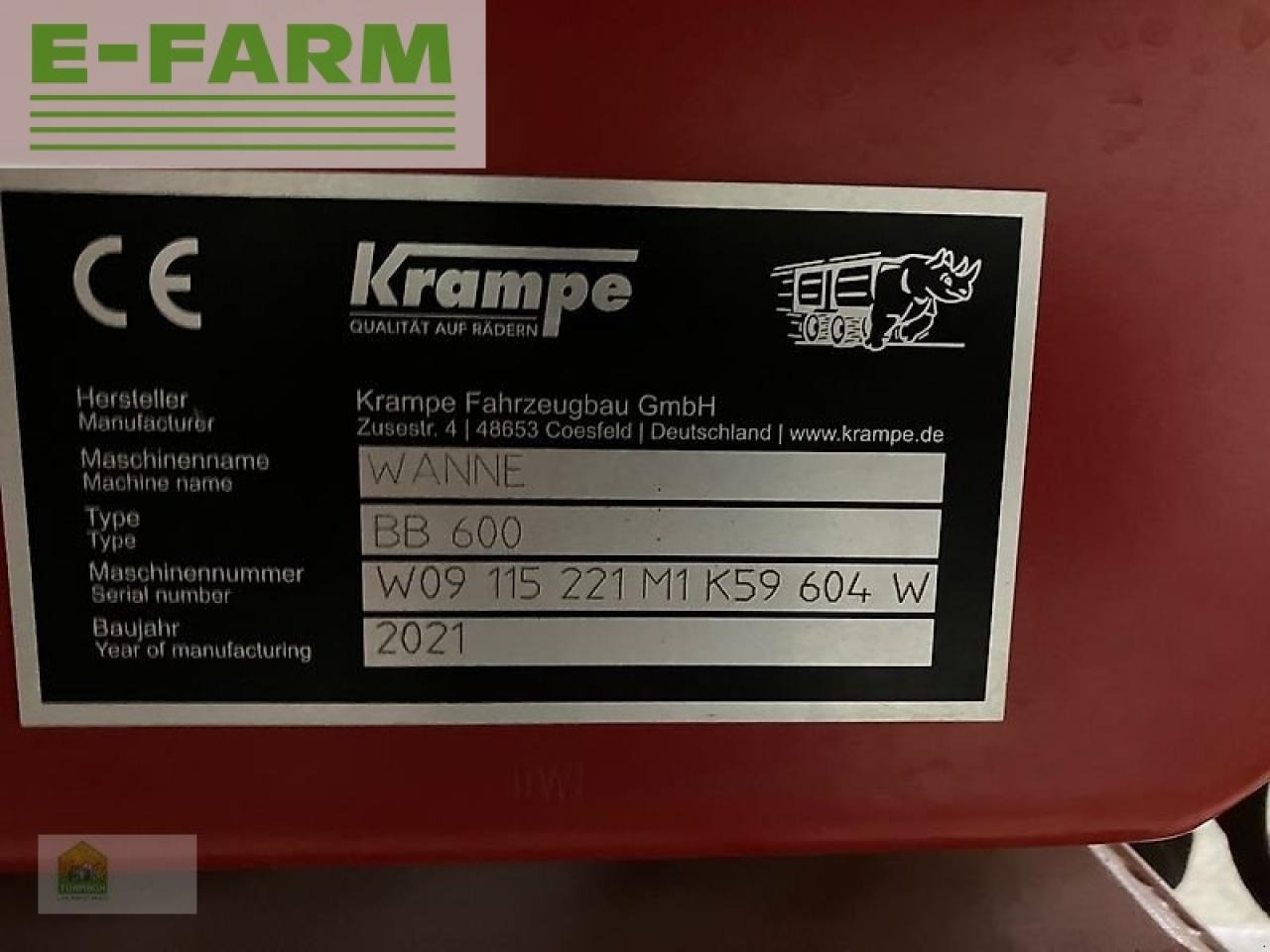 Remolque volquete agrícola Krampe big body bb 600 + canagro schnecke df1315: foto 8