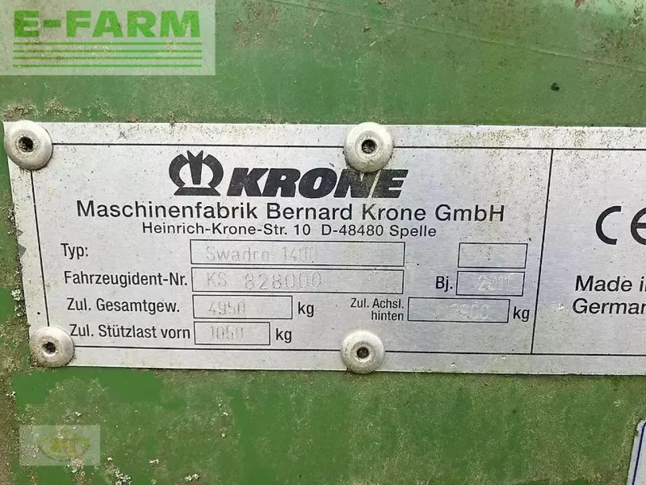Krone swadro 1400 - Henificadora: foto 2 Krone swadro 1400 - Henificadora: foto 2