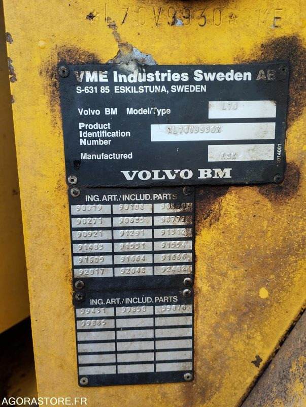 Cargadora CHARGEUSE SUR PNEUS VOLVO L70 de 1993 n°9930 HS A REPARER: foto 19