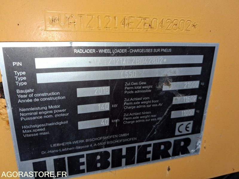 Chargeuse Liebherr L550 Xpower - 2016 / 16298 Heures - Cargadora: foto 5 Chargeuse Liebherr L550 Xpower - 2016 / 16298 Heures - Cargadora: foto 5