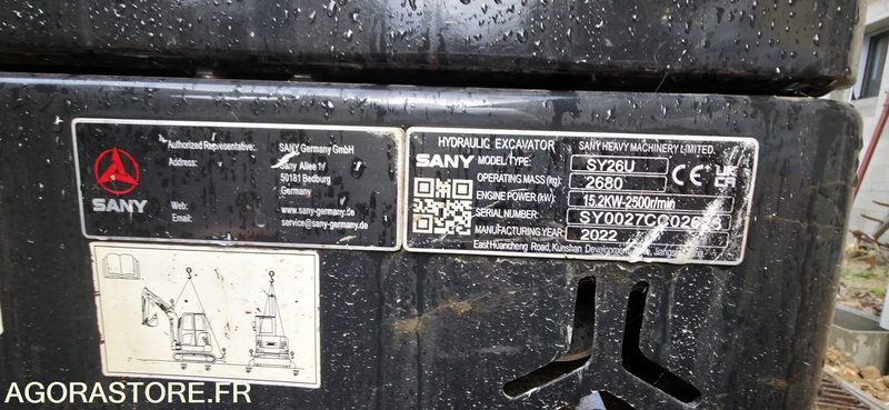 MINI PELLE SUR CHENILLES SANY SY26U 550 HEURES 2022 - Miniexcavadora: foto 2 MINI PELLE SUR CHENILLES SANY SY26U 550 HEURES 2022 - Miniexcavadora: foto 2