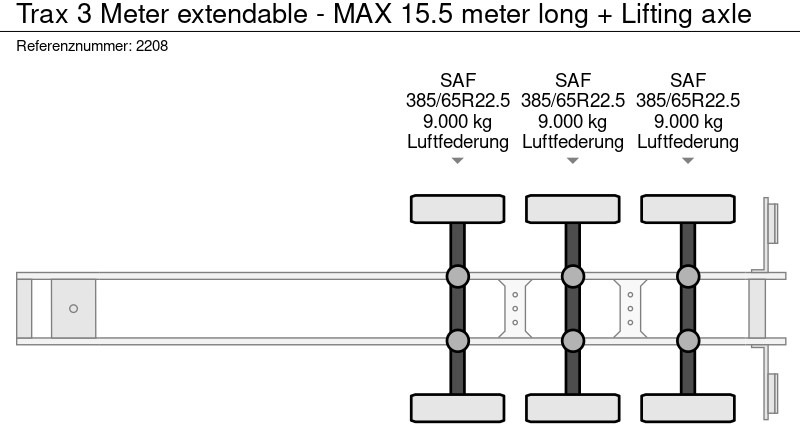 Semirremolque plataforma/ Caja abierta Trax 3 Meter extendable - MAX 15.5 meter long + Lifting axle: foto 17