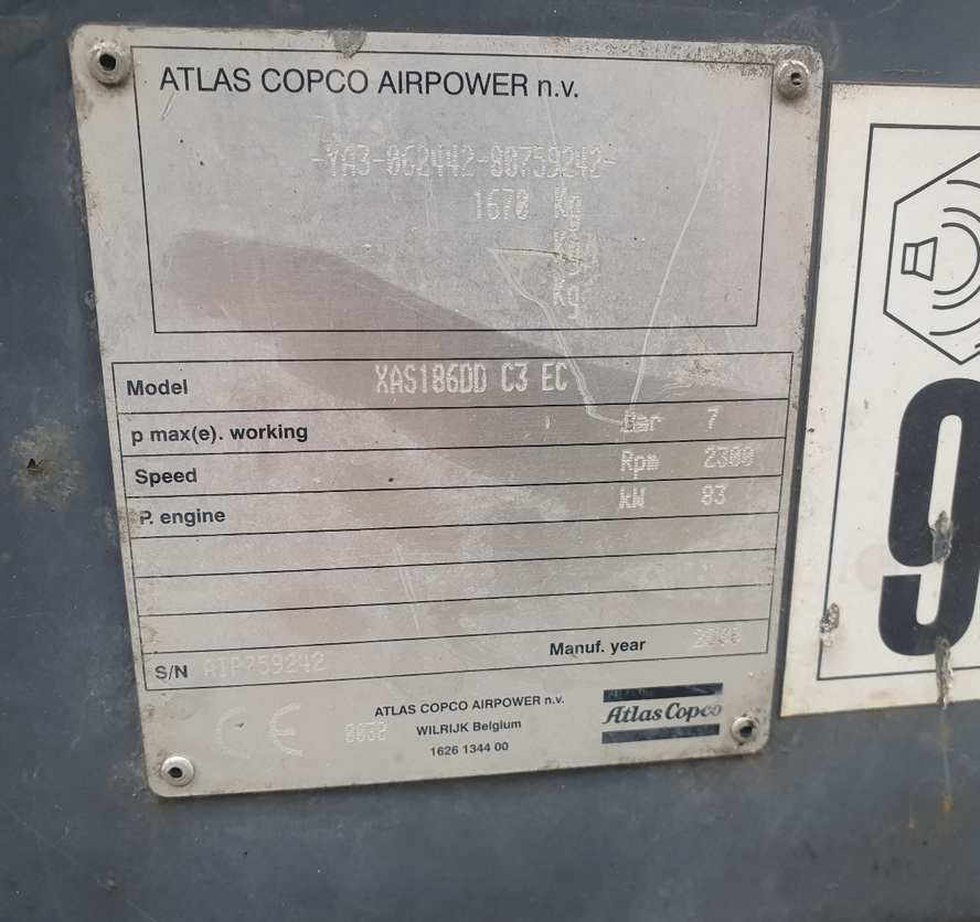 Atlas Copco XAS 186 air compressor - Compresor de aire: foto 3 Atlas Copco XAS 186 air compressor - Compresor de aire: foto 3