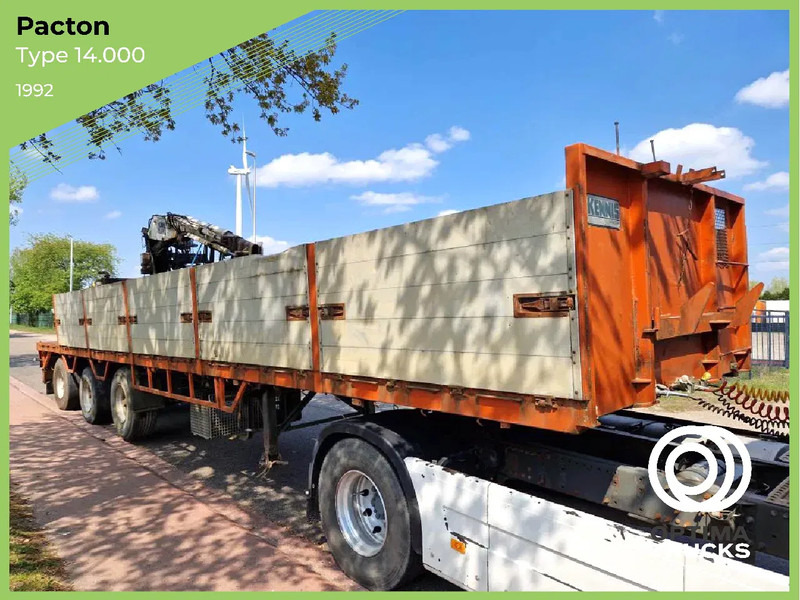 Pacton 3 AS / ROLKRAAN KENNIS TYPE 14.000 / FREINS TAMBOURS / DRUM BRAKES - Semirremolque plataforma/ Caja abierta: foto 1 Pacton 3 AS / ROLKRAAN KENNIS TYPE 14.000 / FREINS TAMBOURS / DRUM BRAKES - Semirremolque plataforma/ Caja abierta: foto 1