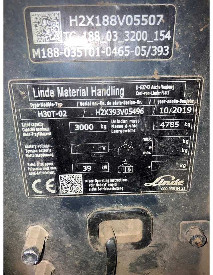 Carretilla elevadora LINDE H30T-02 FORKLIFT 2019: foto 20 Carretilla elevadora LINDE H30T-02 FORKLIFT 2019: foto 20