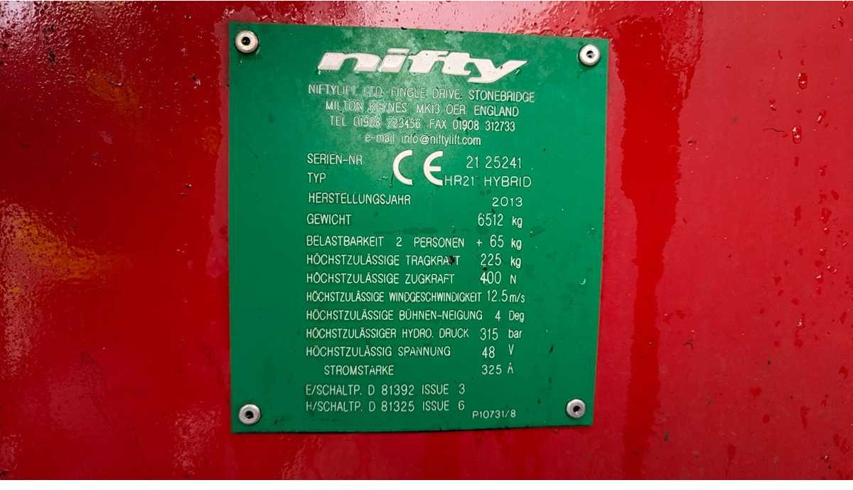 Plataforma elevadora Nifty HR21 Hybrid: foto 7 Plataforma elevadora Nifty HR21 Hybrid: foto 7