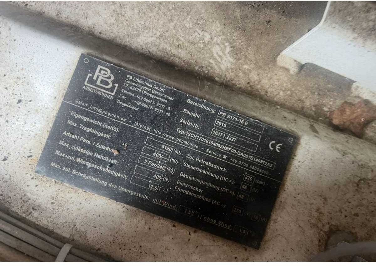 PB - S171-16 E - AERIAL PLATFORM BUILT IN 2015 WITH WORKING HEIGHT 17.3M - Plataforma elevadora: foto 5 PB - S171-16 E - AERIAL PLATFORM BUILT IN 2015 WITH WORKING HEIGHT 17.3M - Plataforma elevadora: foto 5