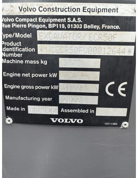 Excavadora de cadenas Volvo ECR50F 2022 3300 uur !!: foto 19