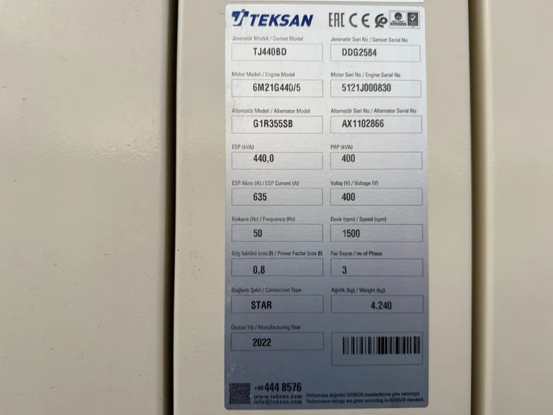 Baudouin Teksan 440 kVA Silent Noodstroom Generatorset Overstock ! New ! Surplus - Generador industriale: foto 5 Baudouin Teksan 440 kVA Silent Noodstroom Generatorset Overstock ! New ! Surplus - Generador industriale: foto 5