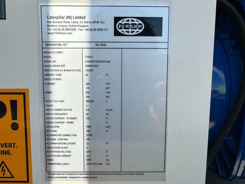 FG Wilson P220-3 Perkins 220 kVA Silent generatorset as New ! - Generador industriale: foto 4 FG Wilson P220-3 Perkins 220 kVA Silent generatorset as New ! - Generador industriale: foto 4