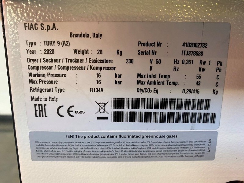 Fiac TDRY 9 luchtdroger 850 L / min 16 bar Airdryer New ! - Compresor de aire: foto 4 Fiac TDRY 9 luchtdroger 850 L / min 16 bar Airdryer New ! - Compresor de aire: foto 4