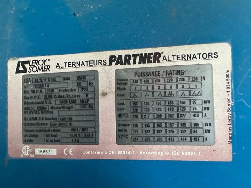 Generador industriale Ingersoll Rand G160 John Deere Leroy Somer 165 kVA Silent Rental generatorset: foto 16 Generador industriale Ingersoll Rand G160 John Deere Leroy Somer 165 kVA Silent Rental generatorset: foto 16