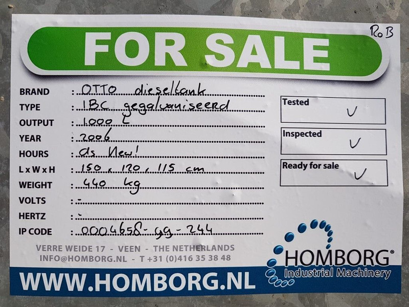 Tanque de almacenamiento OTTO 1000 liter dieseltank IBC Gegalvaniseerd as New !: foto 12 Tanque de almacenamiento OTTO 1000 liter dieseltank IBC Gegalvaniseerd as New !: foto 12