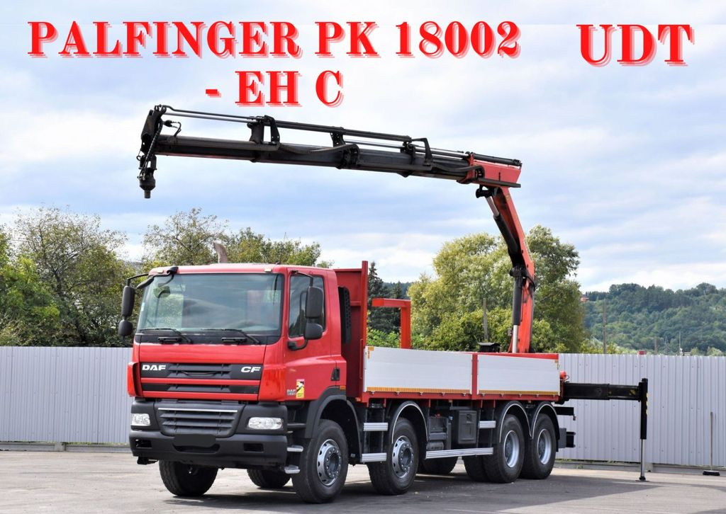 DAF CF 85.410 Pritsche 6,80m + KRAN / FUNK/8x4 - Camión grúa: foto 1 DAF CF 85.410 Pritsche 6,80m + KRAN / FUNK/8x4 - Camión grúa: foto 1