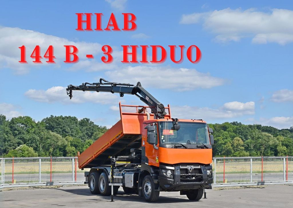Renault K 430 * HIAB 144 B-3 HIDUO + FUNK / 6x4 - Camión grúa, Camión volquete: foto 1 Renault K 430 * HIAB 144 B-3 HIDUO + FUNK / 6x4 - Camión grúa, Camión volquete: foto 1