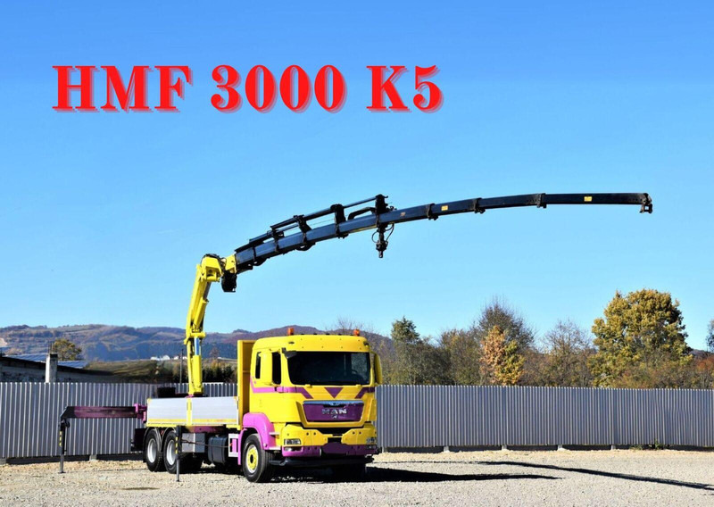 MAN TGS 28.440 Pritsche 5,60* HMF 3000 K5 + FUNK ! - Camión caja abierta, Camión grúa: foto 1 MAN TGS 28.440 Pritsche 5,60* HMF 3000 K5 + FUNK ! - Camión caja abierta, Camión grúa: foto 1