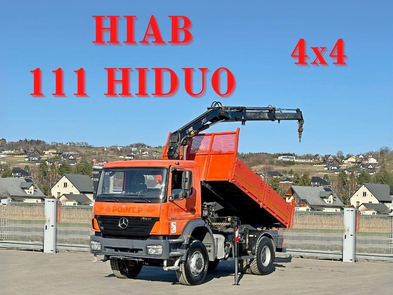 Mercedes-Benz AXOR 1829 * HIAB 1111 HIDUO + FUNK * TOP * 4x4 - Camión volquete, Camión grúa: foto 1 Mercedes-Benz AXOR 1829 * HIAB 1111 HIDUO + FUNK * TOP * 4x4 - Camión volquete, Camión grúa: foto 1