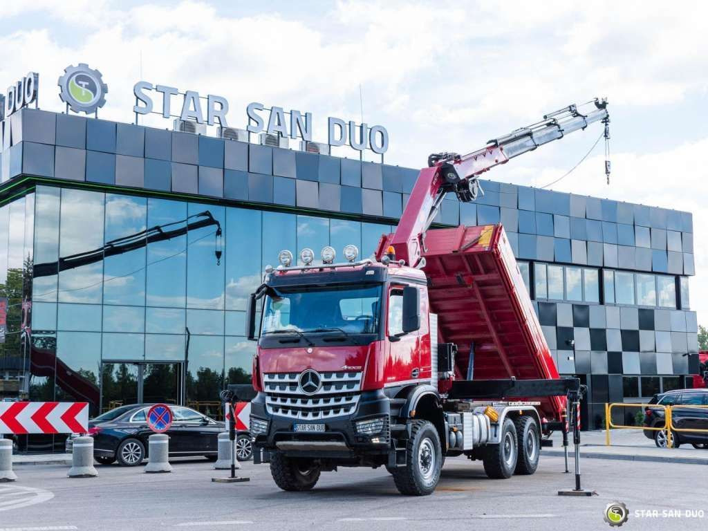 Mercedes-Benz AROCS 3345 6x6 HMF 3220 Winch Crane Tipper - Camión volquete: foto 1 Mercedes-Benz AROCS 3345 6x6 HMF 3220 Winch Crane Tipper - Camión volquete: foto 1
