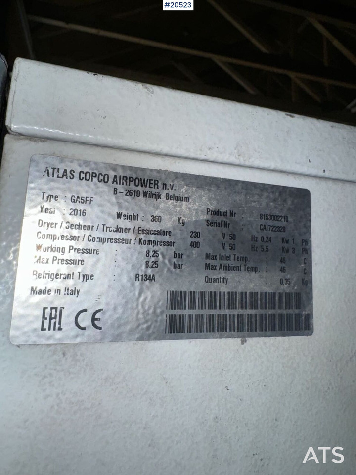 Maquinaria de construcción Atlas Copco GA5FF: foto 8 Maquinaria de construcción Atlas Copco GA5FF: foto 8