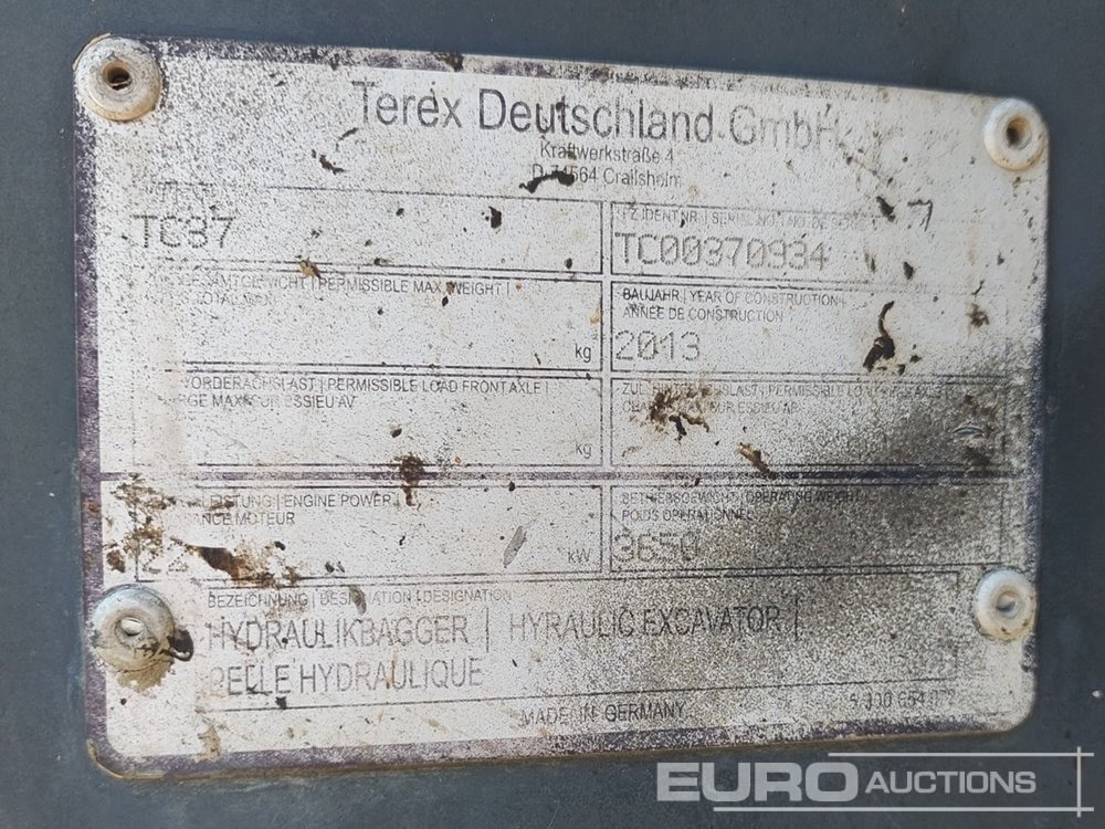 2013 Terex TC37 - Miniexcavadora: foto 5 2013 Terex TC37 - Miniexcavadora: foto 5
