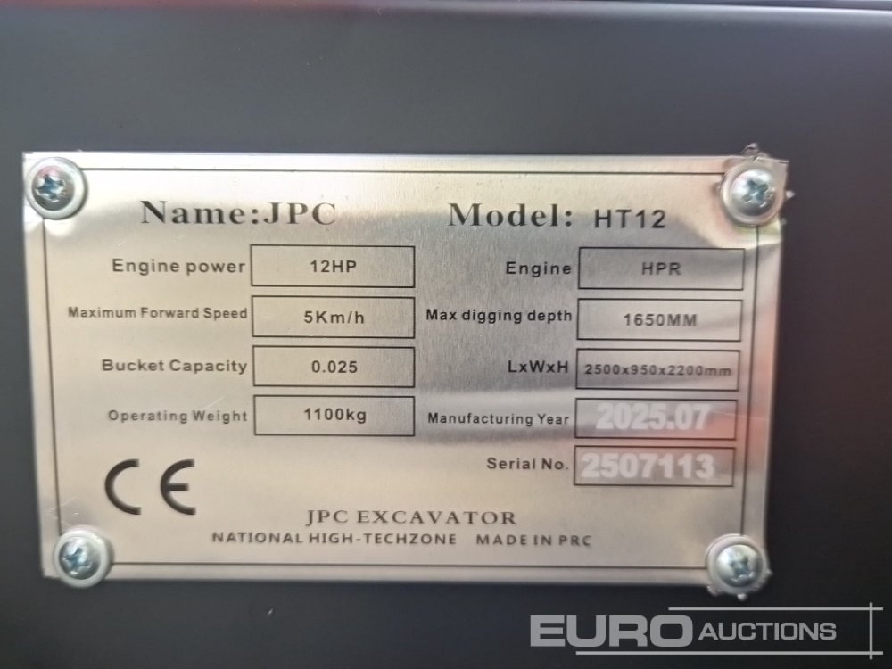Miniexcavadora Unused 2025 JPC HT 12: foto 25