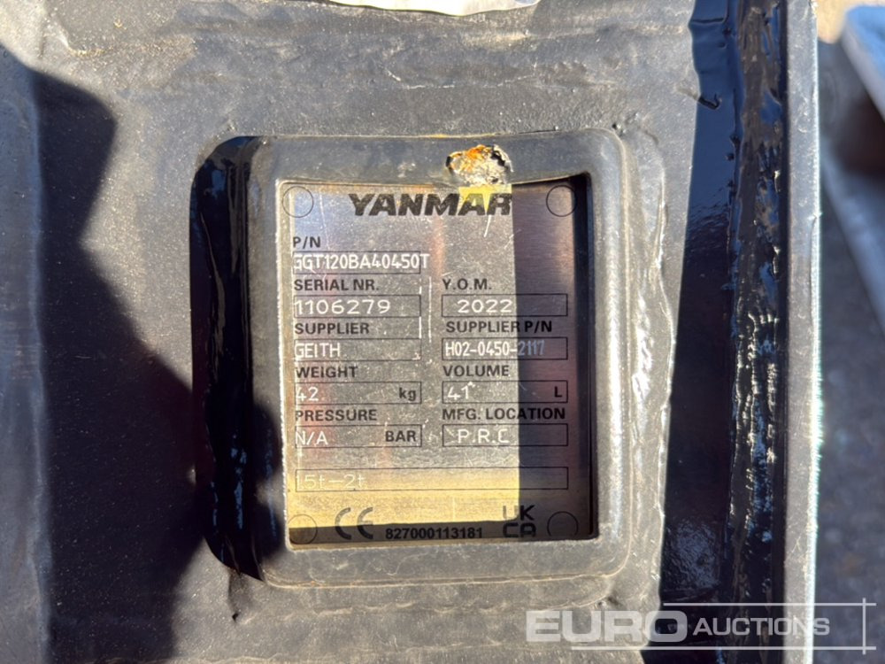 Yanmar Digging Bucket GGT120BA40450T to suit 1.5-2 Ton Excavator (S/Ns 1106279, 1106284, 1106290) (3 of) - Cazo: foto 5 Yanmar Digging Bucket GGT120BA40450T to suit 1.5-2 Ton Excavator (S/Ns 1106279, 1106284, 1106290) (3 of) - Cazo: foto 5