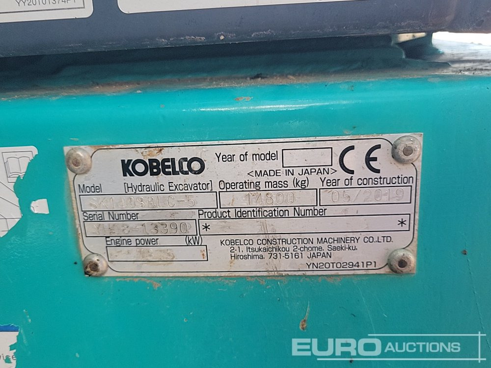 Excavadora de cadenas 2019 Kobelco SK140SRLC-5: foto 47