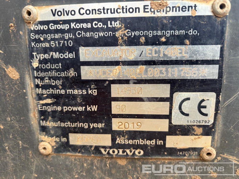 Excavadora de cadenas 2019 Volvo EC140EL: foto 6