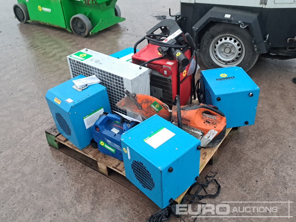 Pallet of Heaters, Stihl TS420 Consaw, UIS 18 Volt Hydraulic Power Pack & Pipe Breaker, - Equipo de construcción: foto 1 Pallet of Heaters, Stihl TS420 Consaw, UIS 18 Volt Hydraulic Power Pack & Pipe Breaker, - Equipo de construcción: foto 1