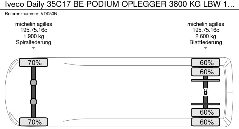 Cabeza tractora Iveco Daily 35C17 BE PODIUM OPLEGGER 3800 KG LBW 1.5 ton: foto 16