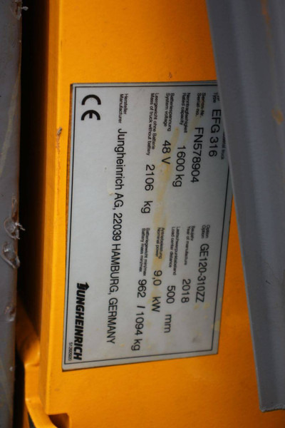 Carretilla elevadora eléctrica Jungheinrich EFG 316: foto 19 Carretilla elevadora eléctrica Jungheinrich EFG 316: foto 19