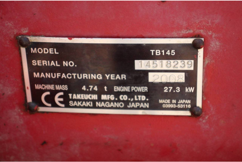 Excavadora de cadenas Takeuchi TB145: foto 14