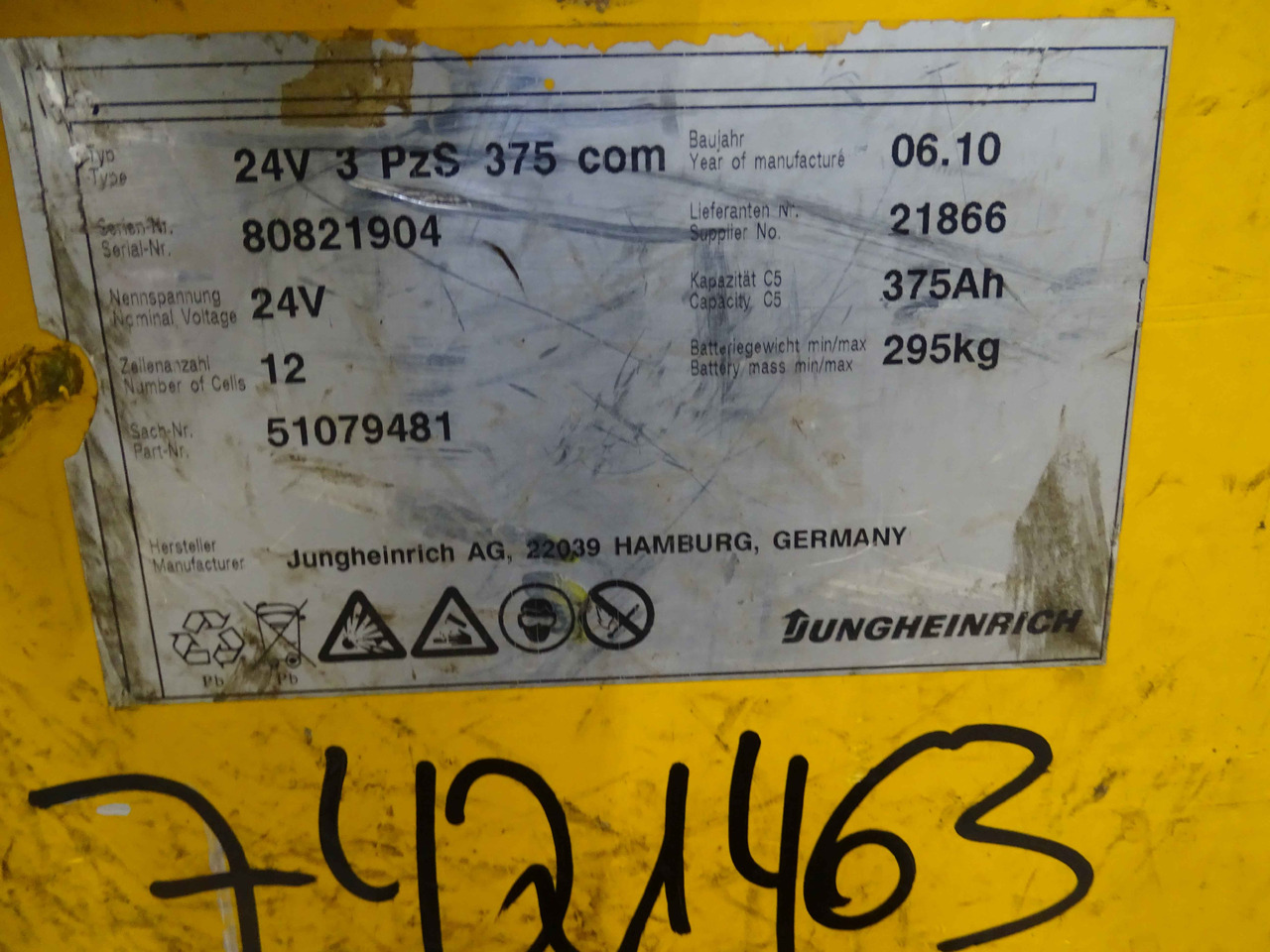 Jungheinrich 24V375AH - Maquinaria de construcción: foto 4 Jungheinrich 24V375AH - Maquinaria de construcción: foto 4