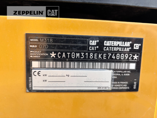 Excavadora de ruedas Cat M318-07A: foto 9