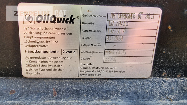 Oilquick Deutschland GmbH Kopfplatte OQ70/55 - Implemento para Maquinaria de construcción: foto 2 Oilquick Deutschland GmbH Kopfplatte OQ70/55 - Implemento para Maquinaria de construcción: foto 2